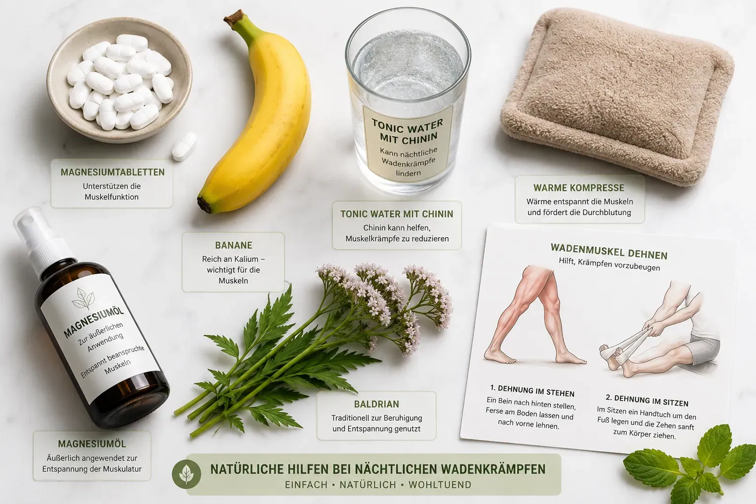 Natürliche Heilmittel gegen Wadenkrämpfe im Vergleich: Die besten Hausmittel gegen nächtliche Wadenkrämpfe